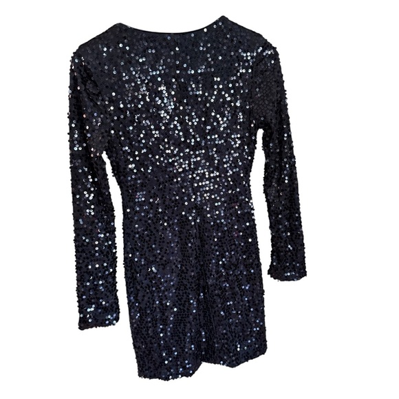 Y2K Deb Womens Black Dress Sequin deep V-neck Retro Whimsigoth Morquette Size S - Picture 6 of 11